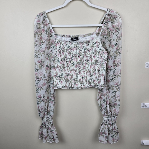 Lulu's Storybook Softness Ivory Floral Print Crop Top Size S - Picture 2 of 6